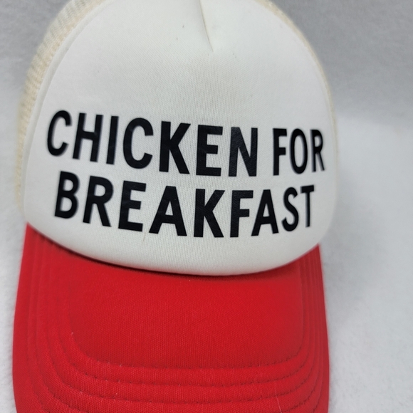 Chick-Fil-A Chicken For Breakfast Snapback Hat White Adult One Size Snapback - Picture 2 of 10